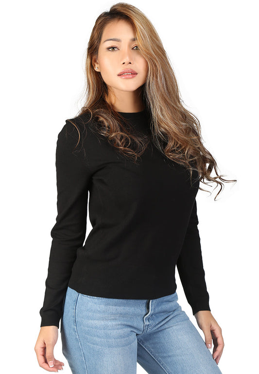 Black Fine Knit Striped Sweater - Black