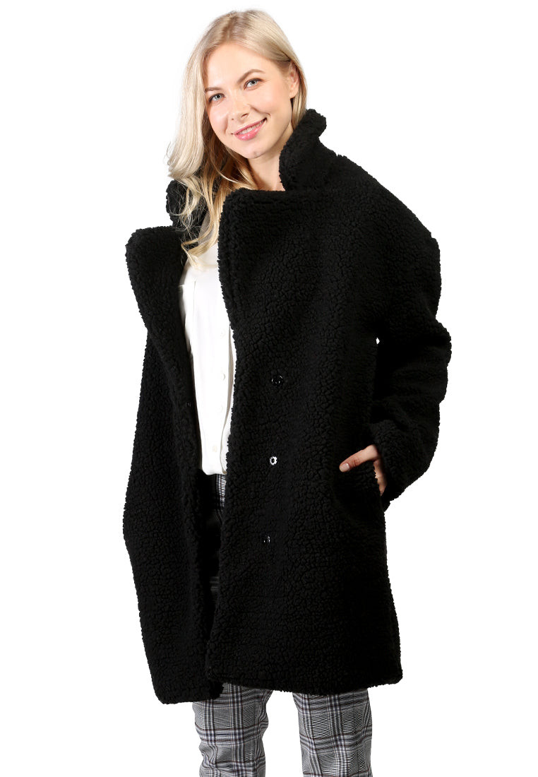 Black Teddy Coat - Black
