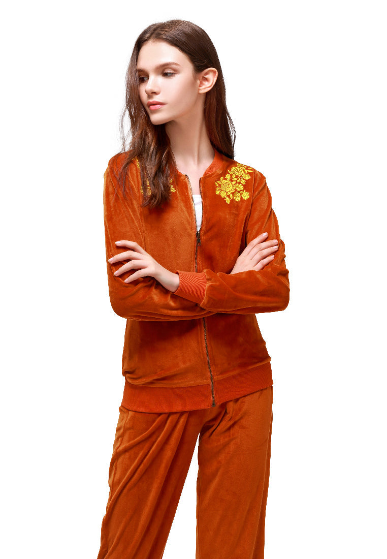 Brown Velvet Embroidery Jacket