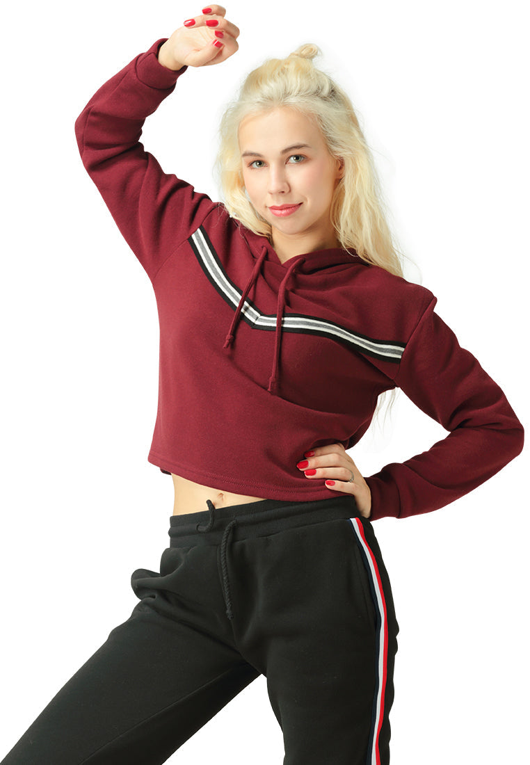 Burgundy Hoodie With Drawstring - Burgundy