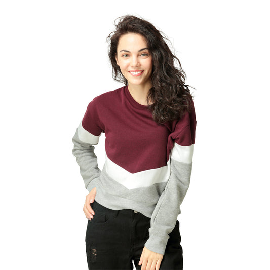 Color Block Sweatshirt In Wine
