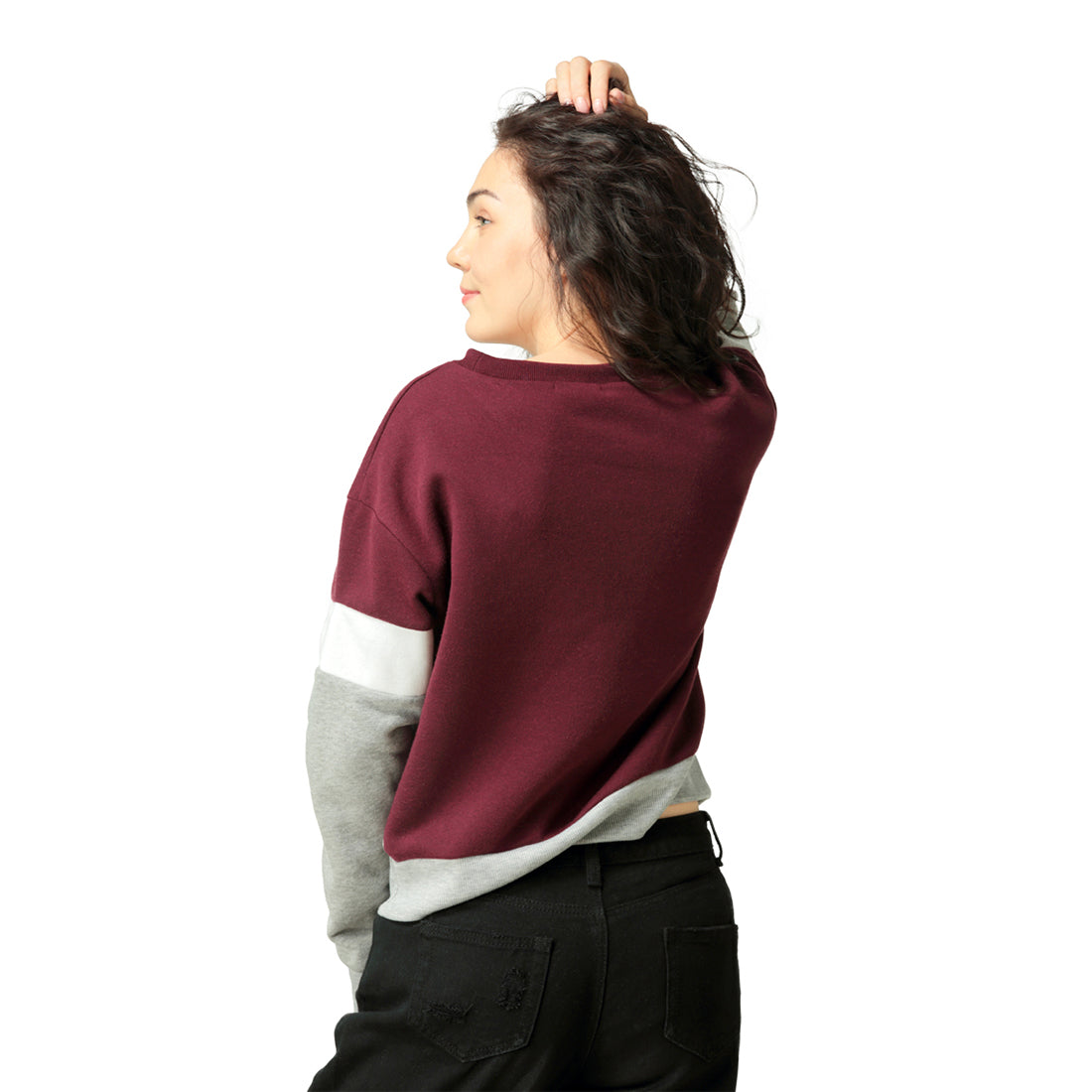 Color Block Sweatshirt In Wine