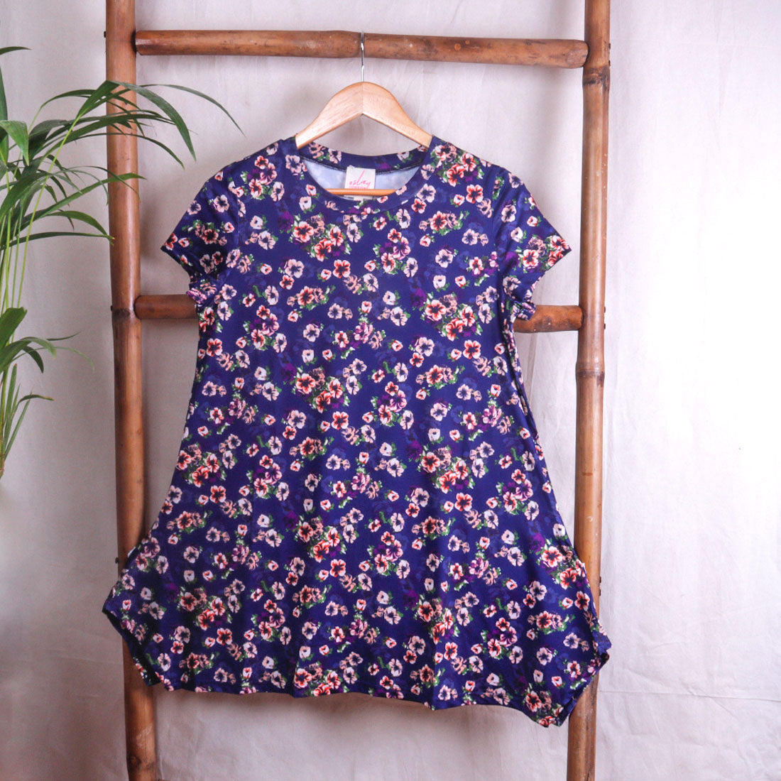 Printed FloralÃ‚Â Tunic Top - Blue