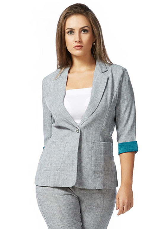 Slim Fit Grey Blazer - Grey