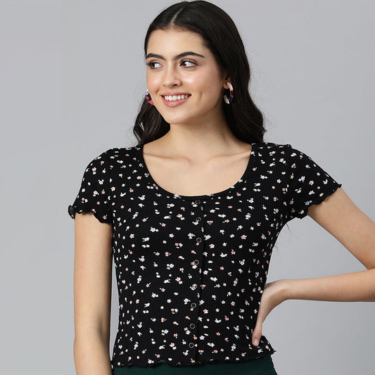 Black Casual Short Summer Top