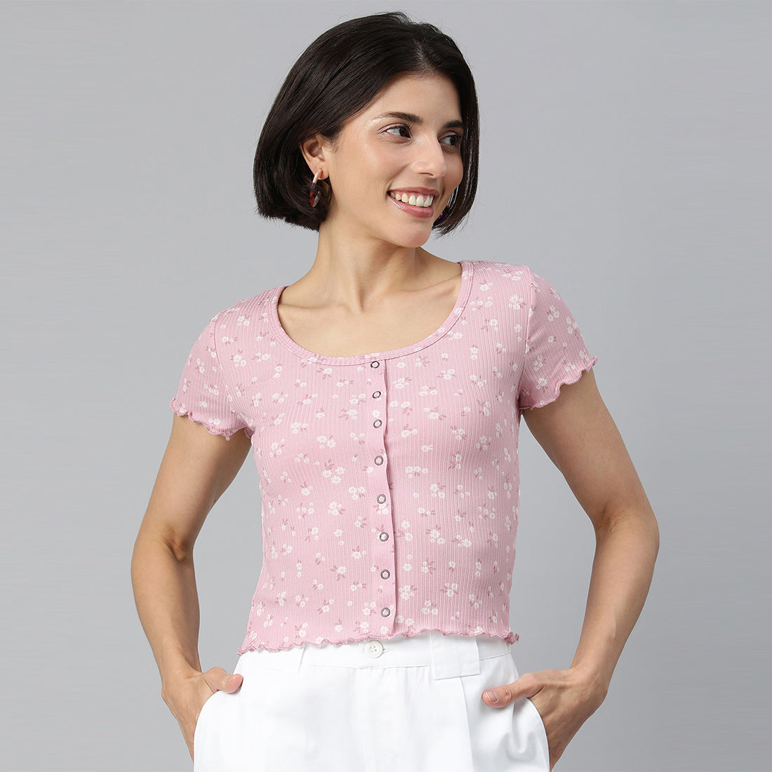 Pink Casual Short Summer Top