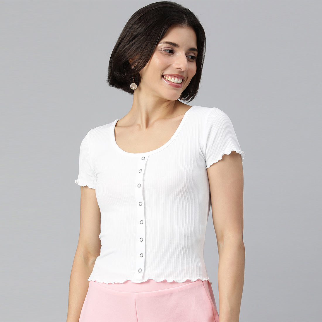 White Casual Short Summer Top