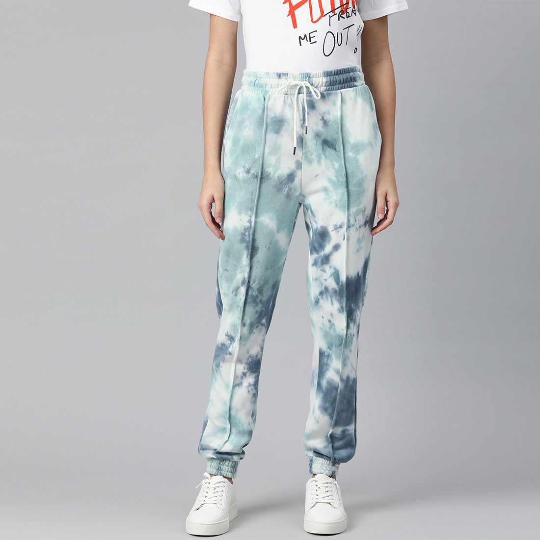 Blue Tie Dye Pin Tuck Trousers