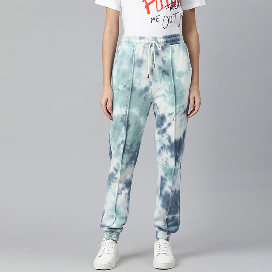 Blue Tie Dye Pin Tuck Trousers