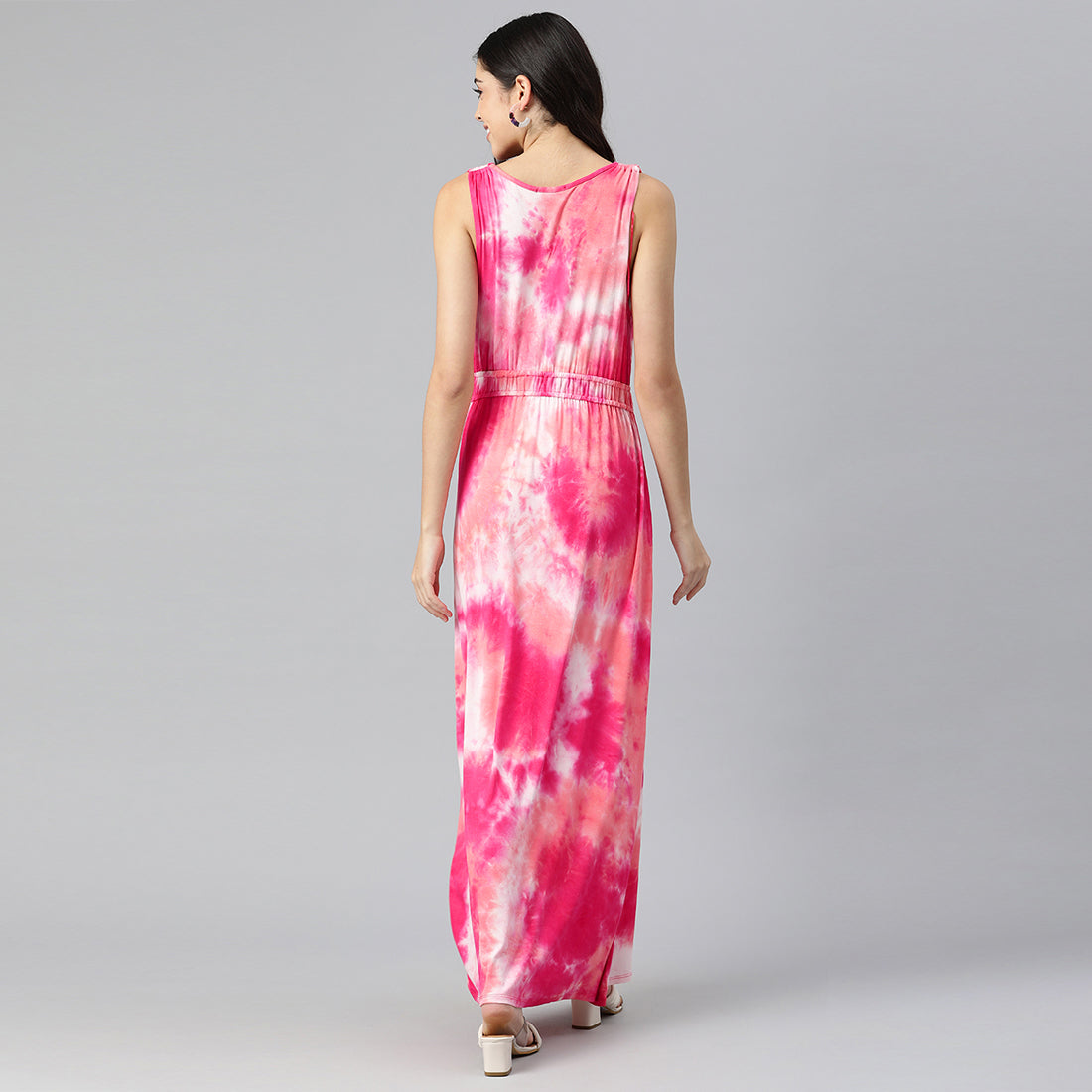 Tie Dye Summer Maxi Dress Fuchsia