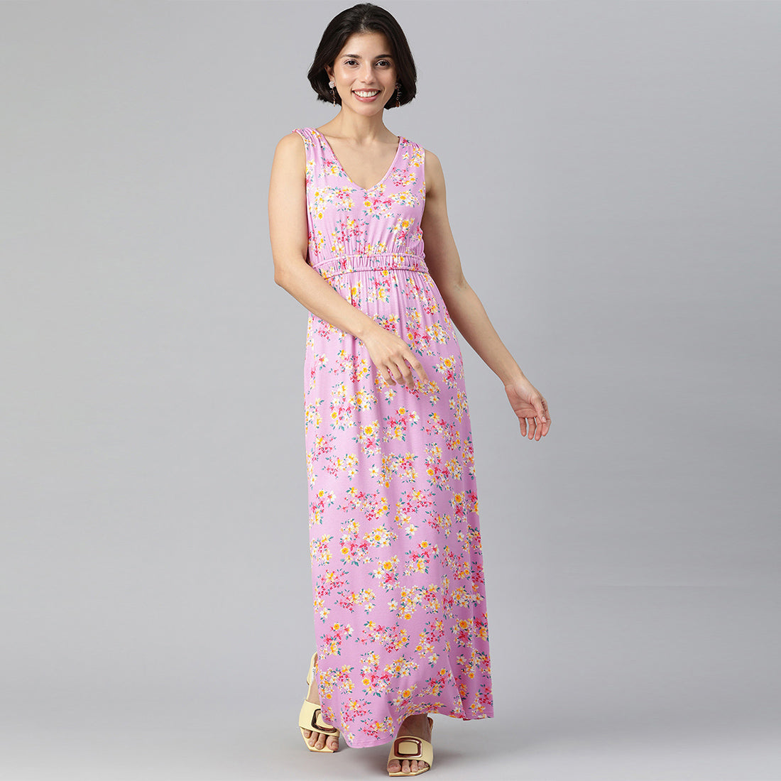 Floral Summer Maxi Dress in Magenta
