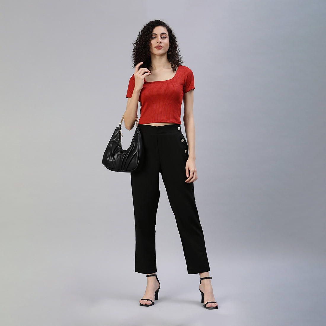 semi casual straight pants#color_black