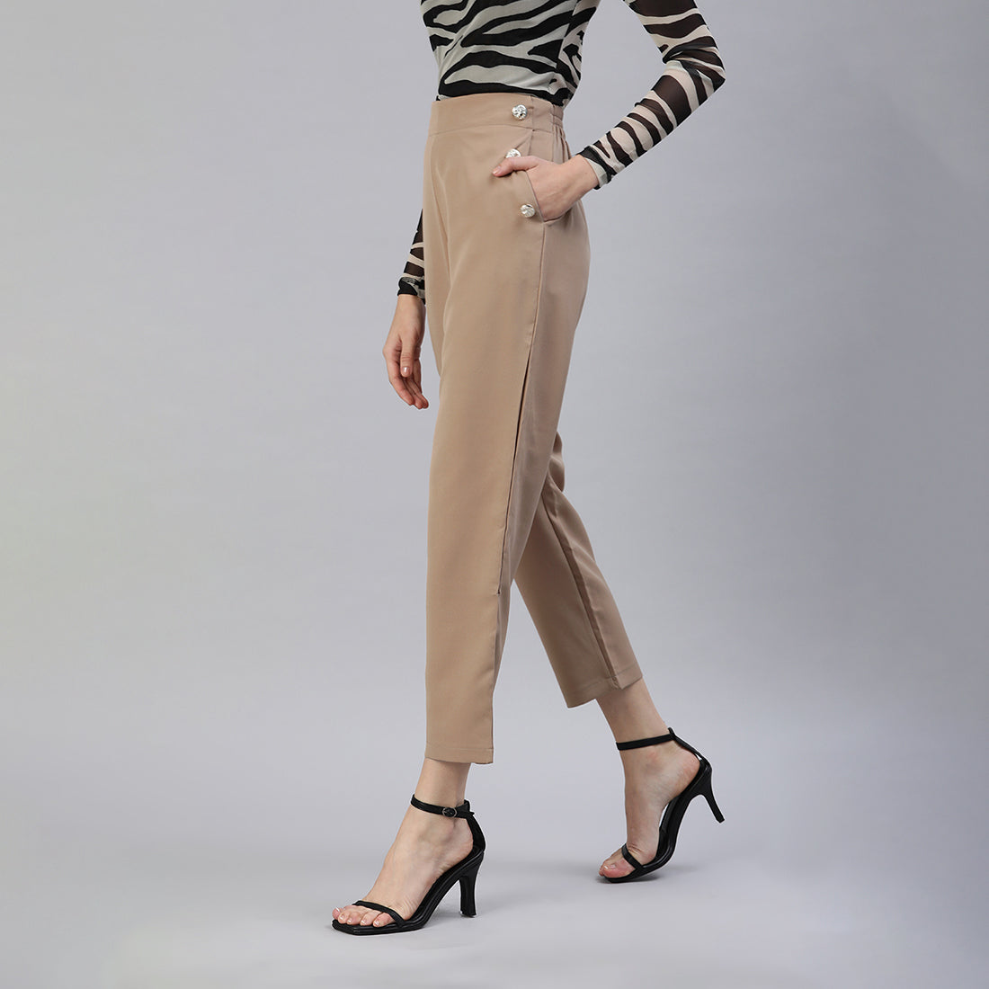 semi casual straight pants#color_camel