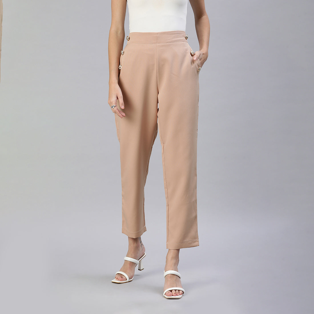 semi casual straight pants#color_peach