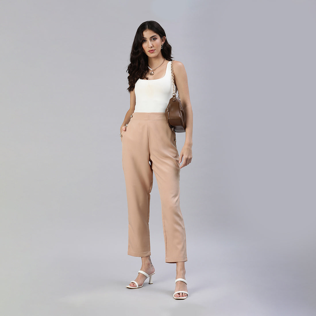 semi casual straight pants#color_peach
