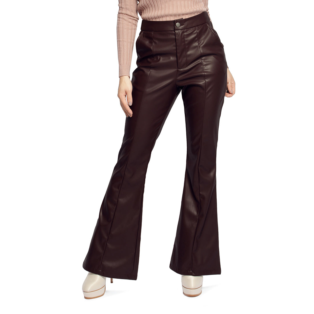 Brown Ladies Flared Trousers