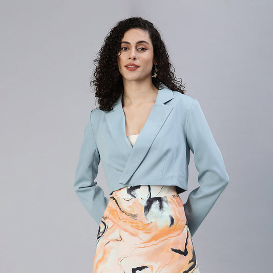 Cropped Tailored Blazer In Blue