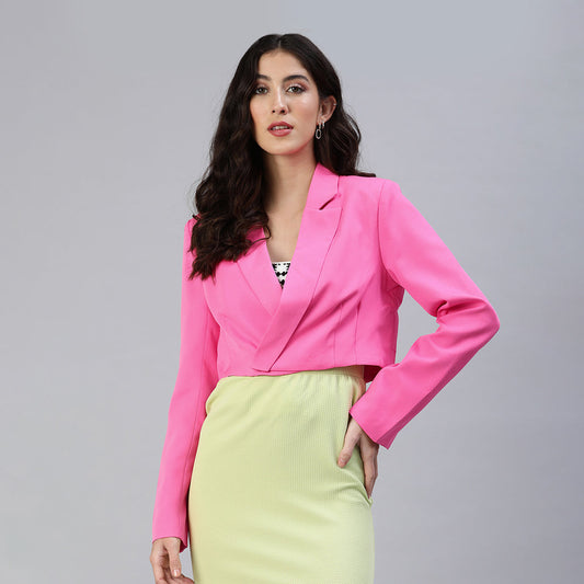 Cropped Tailored Blazer In Pink