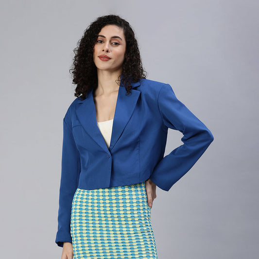 Cropped Half Oversized Blazer In Blue