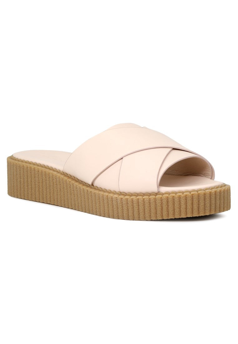 Nude Color Platform Heel Sandals