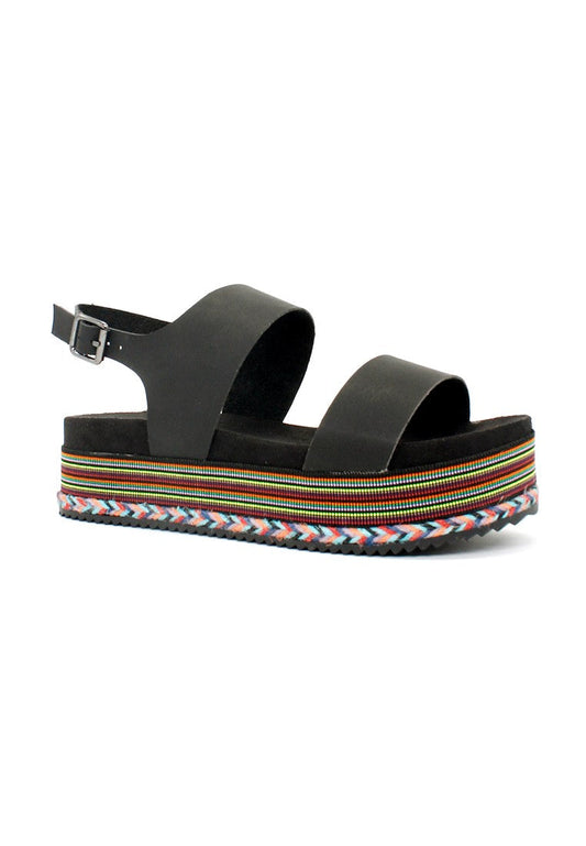 Black Ankle Strap Flat Platforms - Black