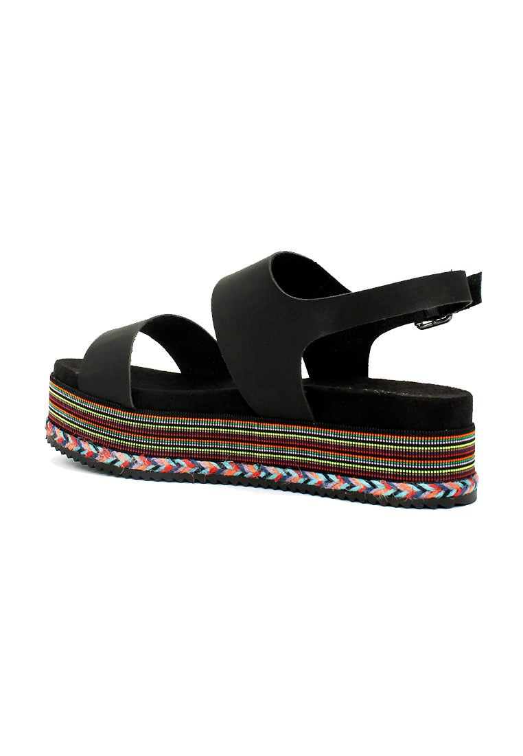 Black Ankle Strap Flat Platforms - Black
