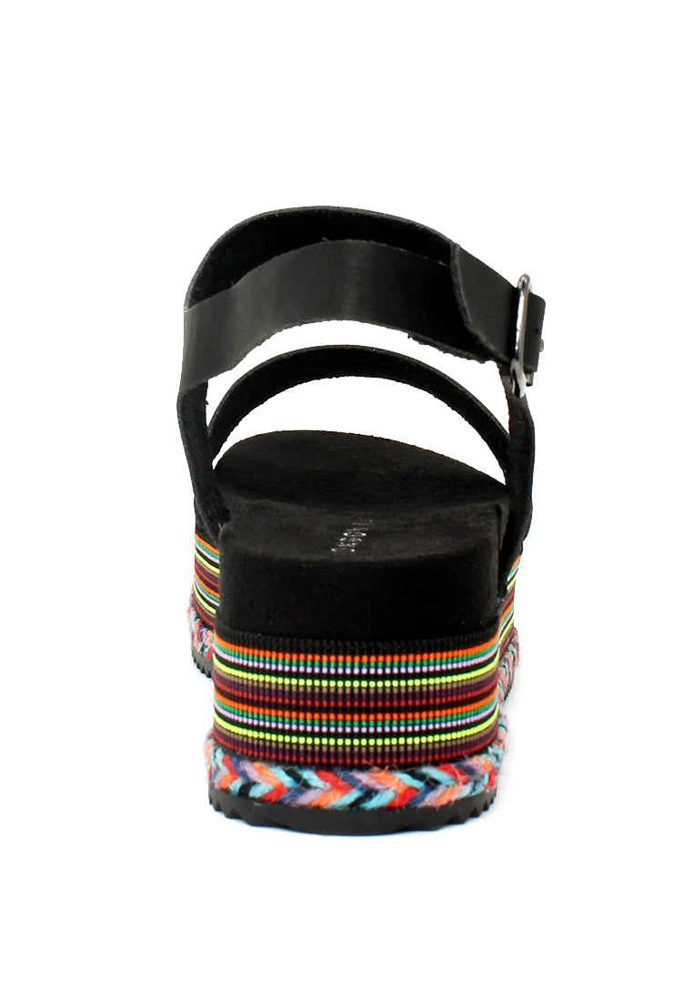 Black Ankle Strap Flat Platforms - Black