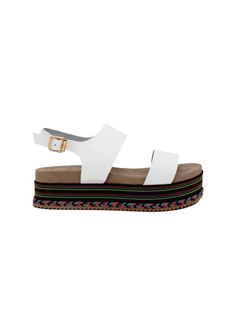 White Ankle Strap Flat Platforms - White