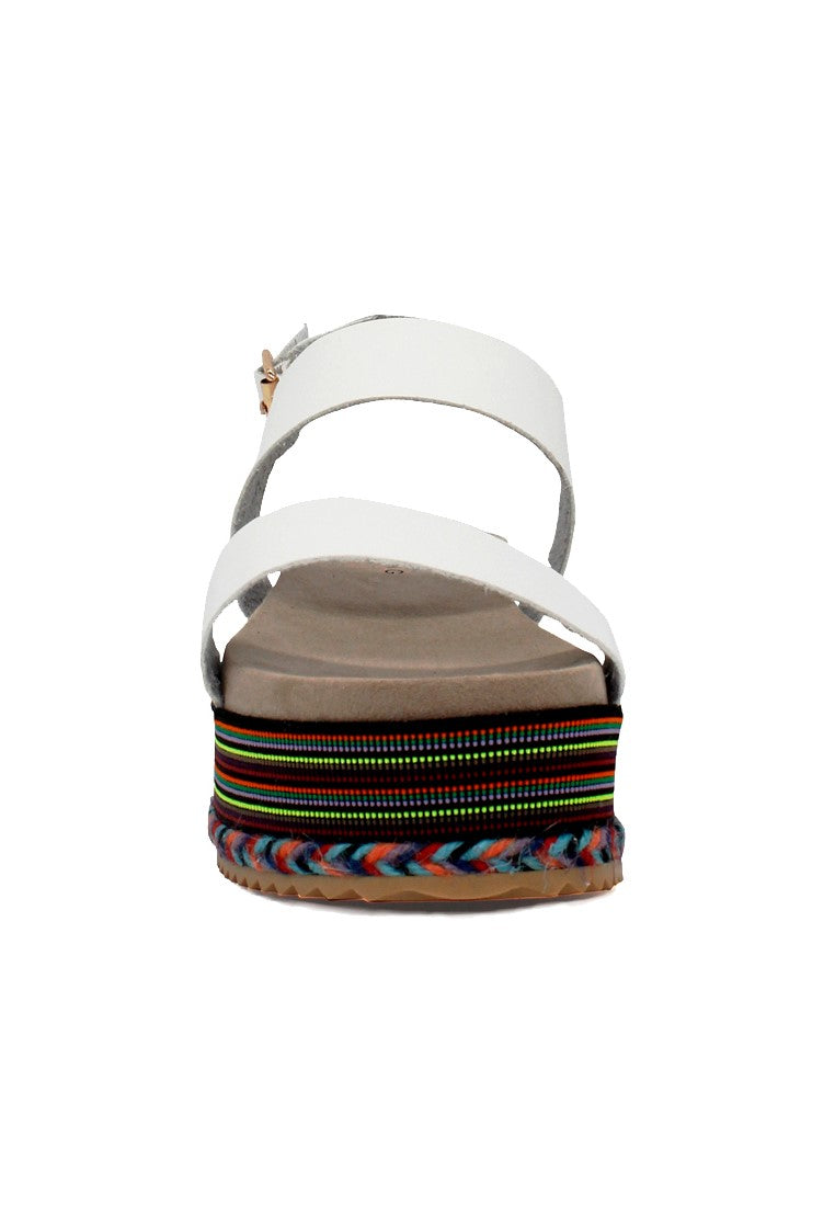 White Ankle Strap Flat Platforms - White