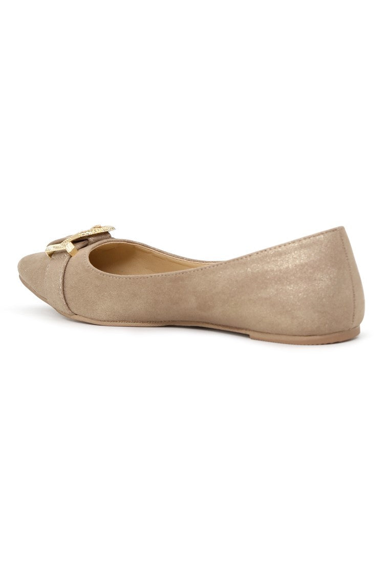 Gold Buckle Ballerinas - Gold