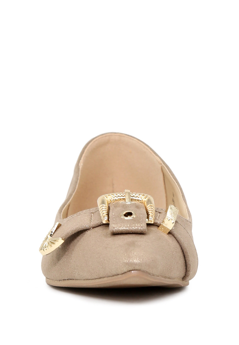 Gold Buckle Ballerinas - Gold