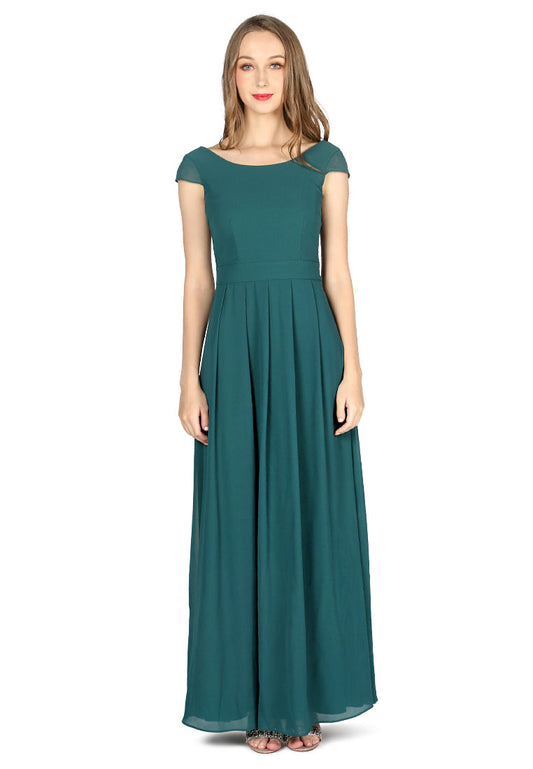 Teal Chiffon Maxi Dress - Green