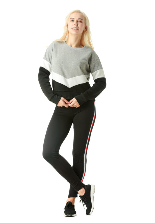Monotone Colour Block Sweatshirt in Black - Grey