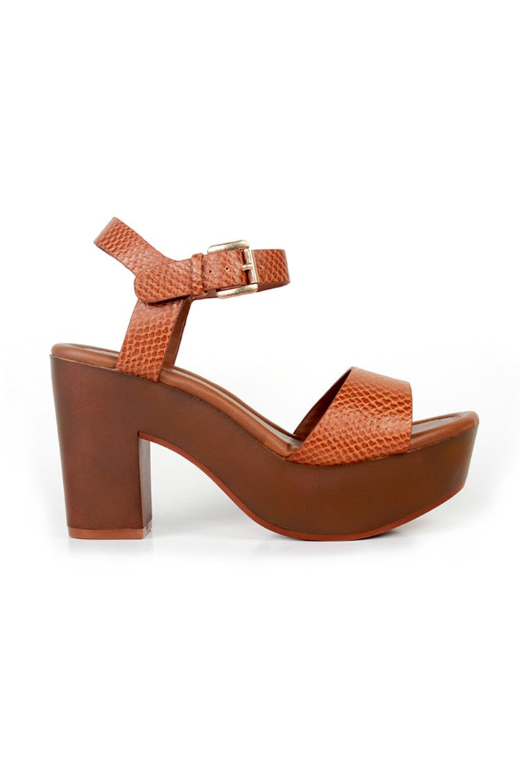Tan Strap Heels - Tan