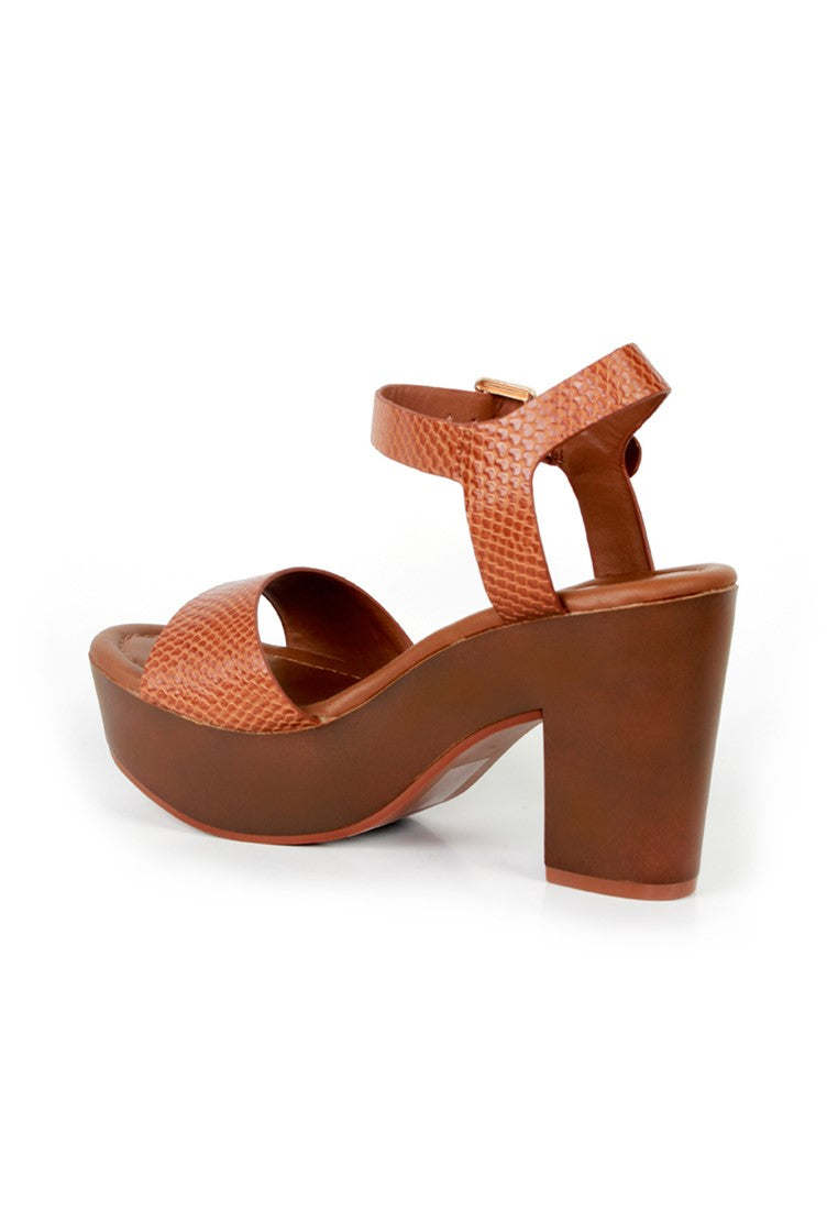Tan Strap Heels - Tan