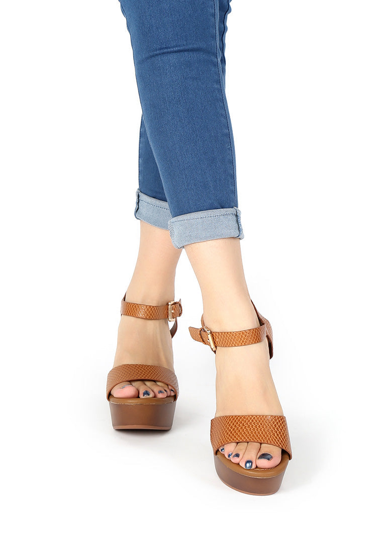 Tan Strap Heels - Tan