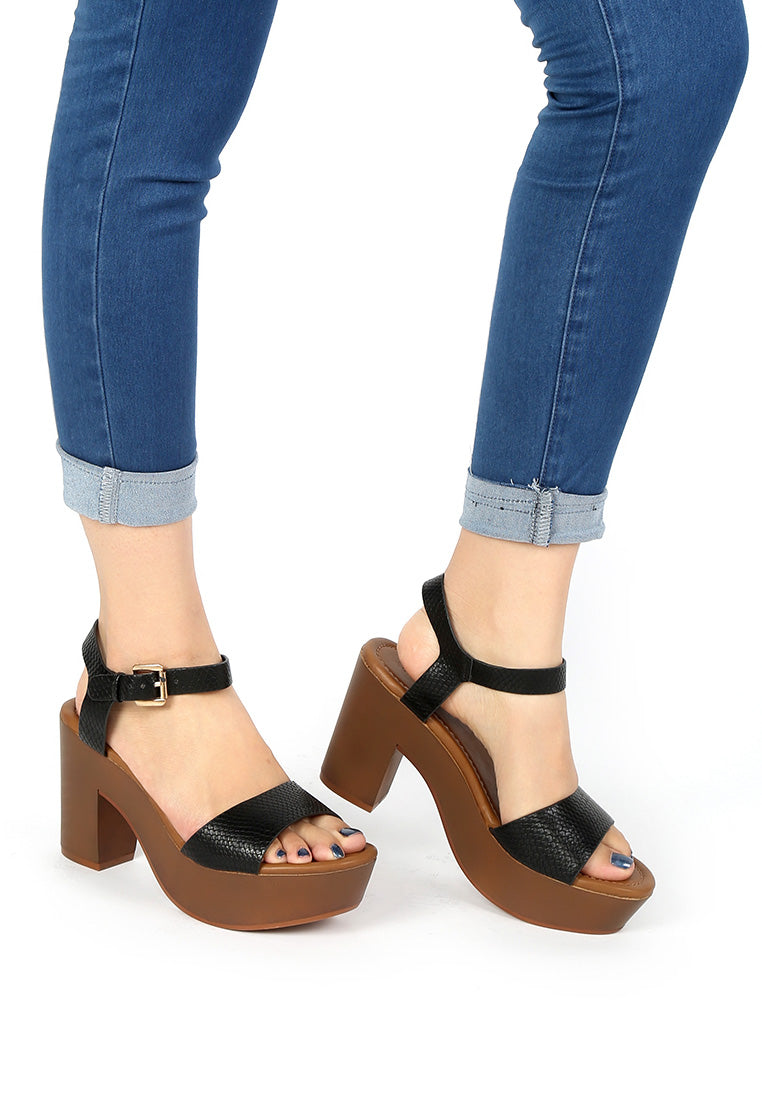 Black Strap Heels - Black