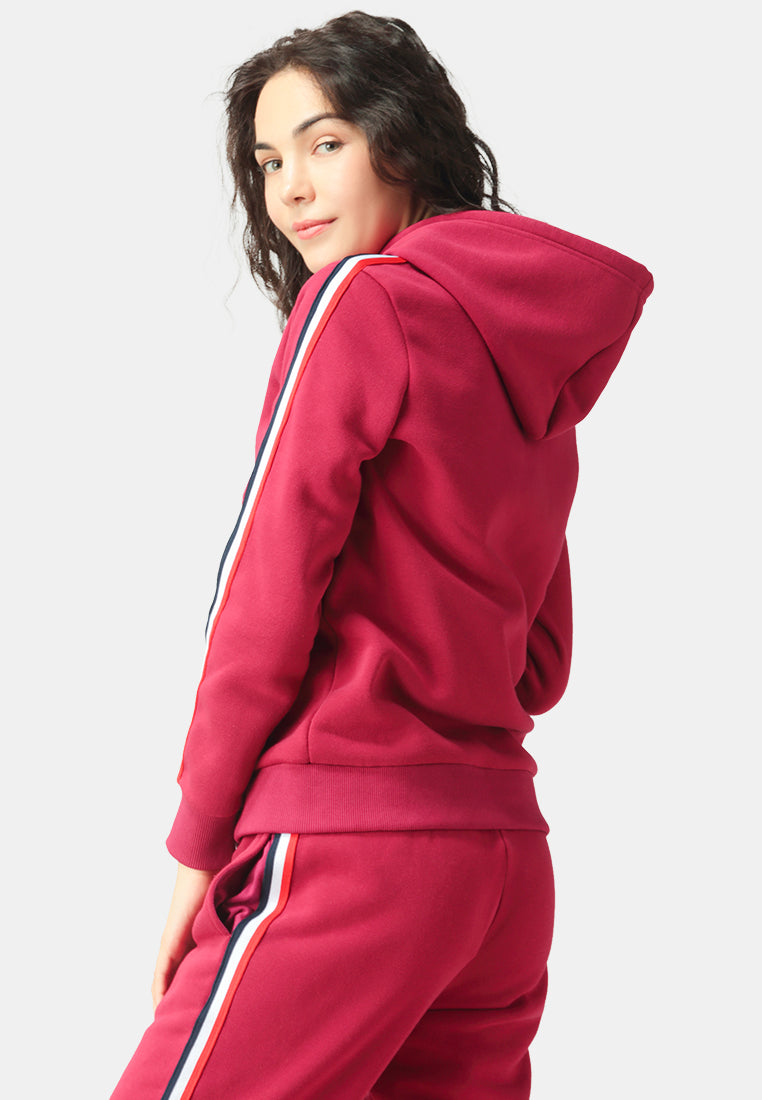 Taped Sleeve Hoodie - Wine