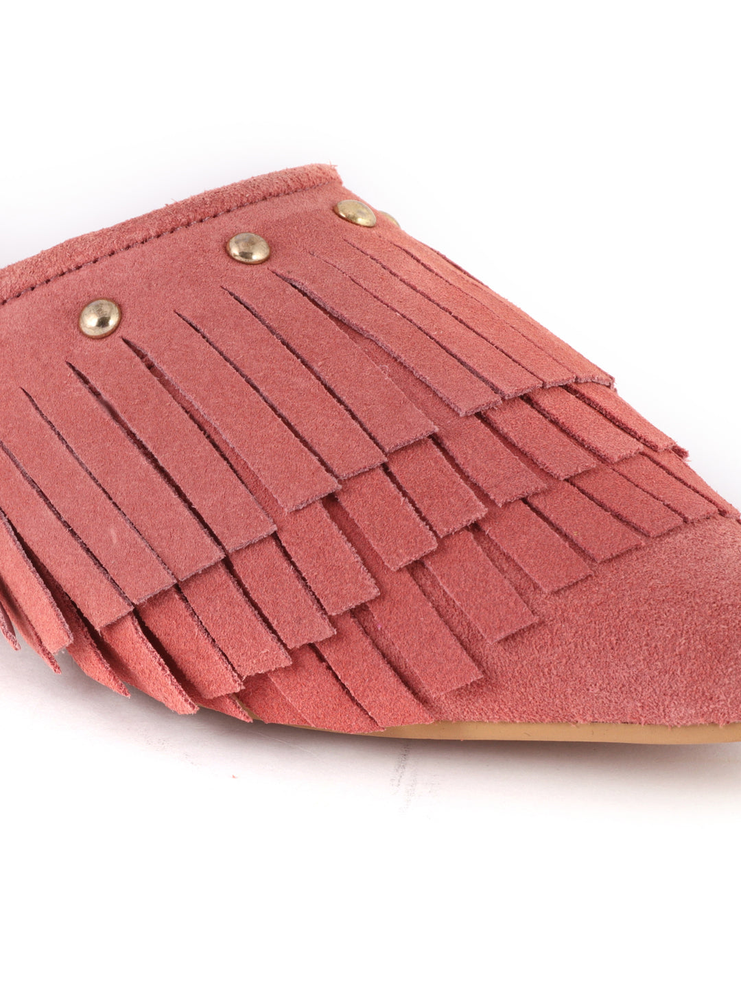 Coral Synthetic Pointed Toe Marissa Flat Mules - Coral