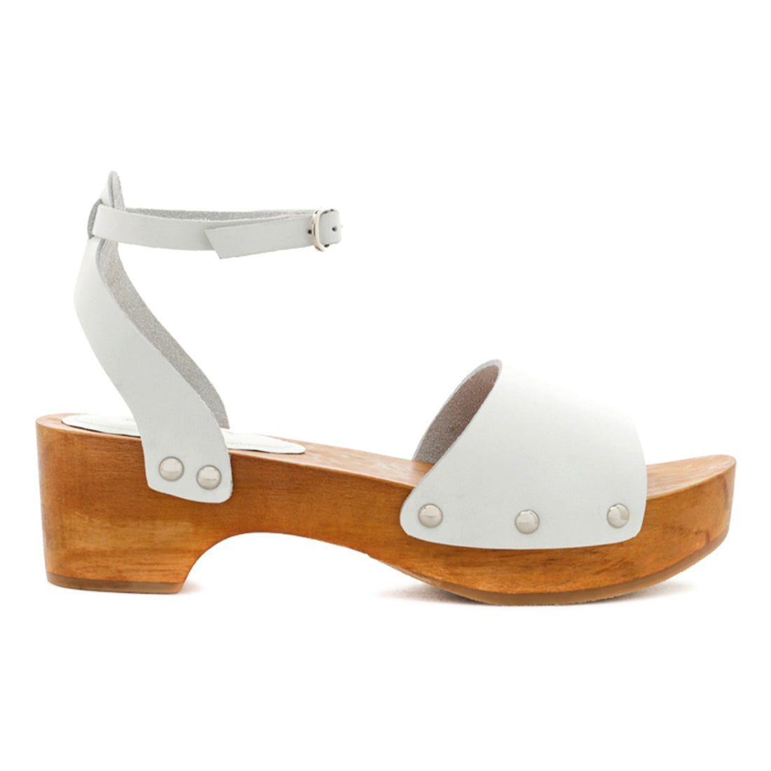 CARA White Wooden Clogs - White
