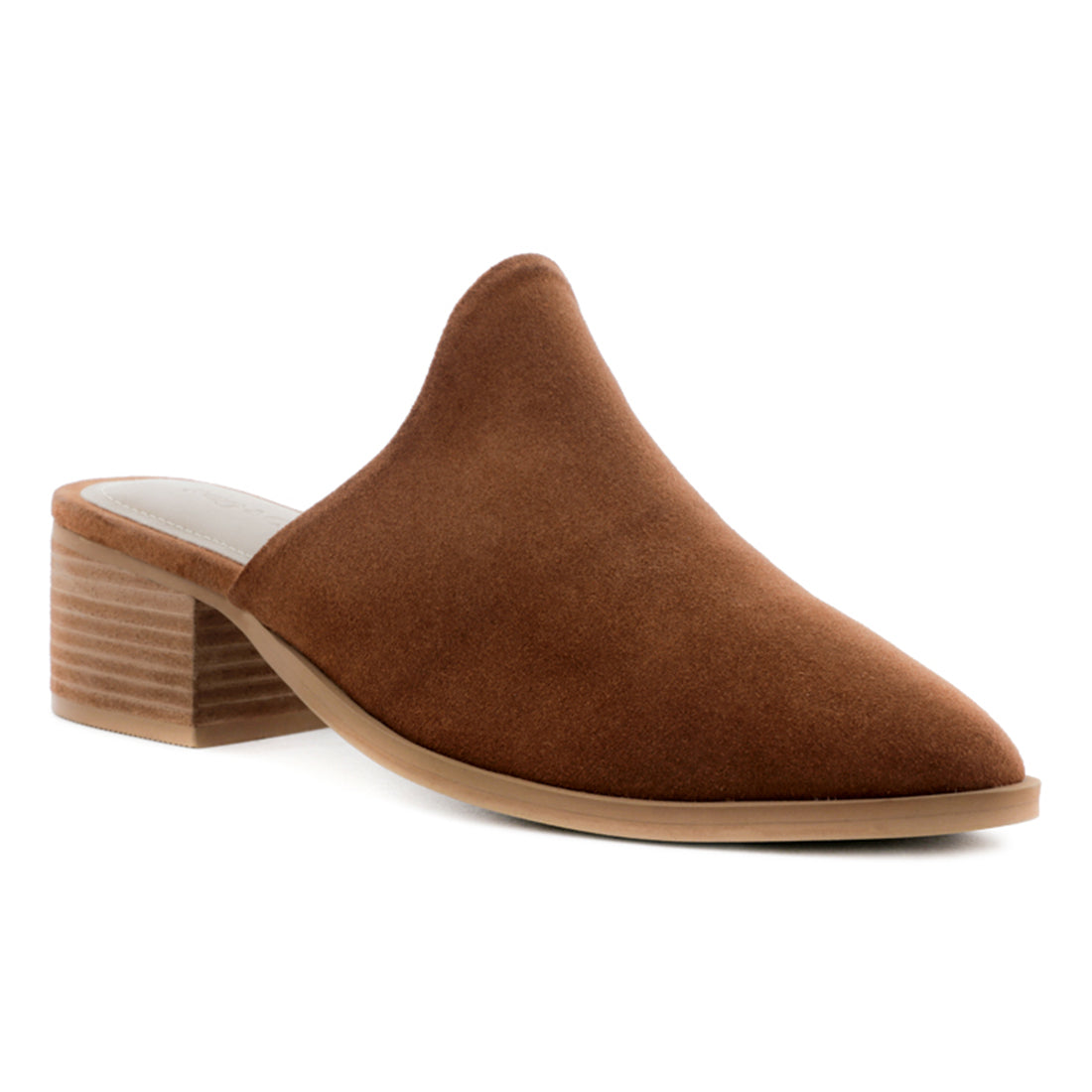 PALMA Tan Stacked Heel Mules - Tan