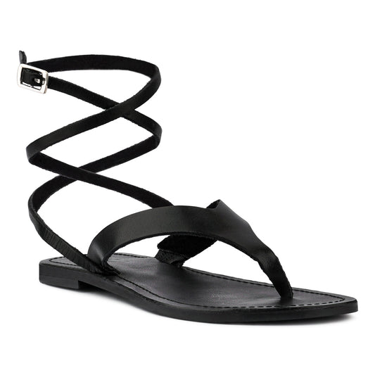 Wrapup Tie Around Black Flat Sandals