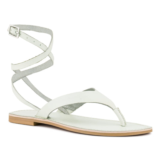 Wrapup Tie Around White Flat Sandals