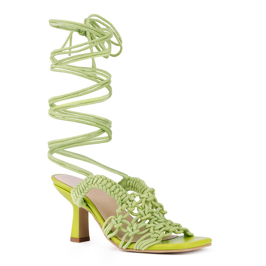 Green Braided Handcrafted Lace Up Sandal