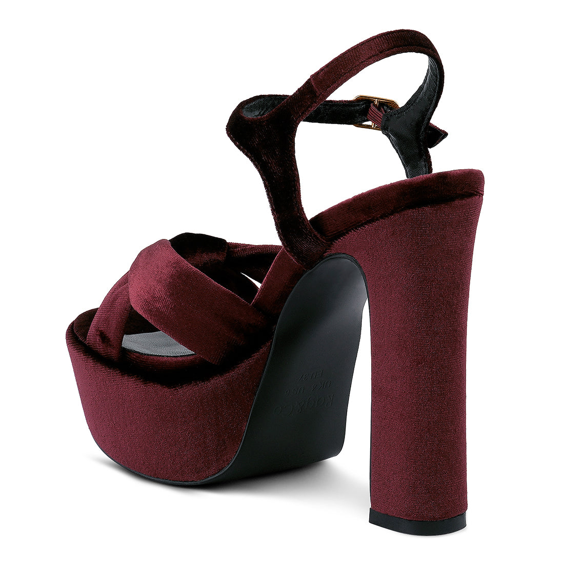 Red Velvet High Block Heeled Sandals