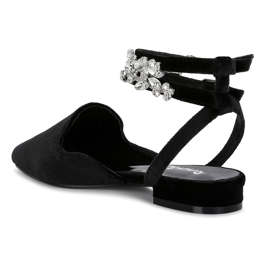 Black Velvet Luxe Jewelled Flat Mules