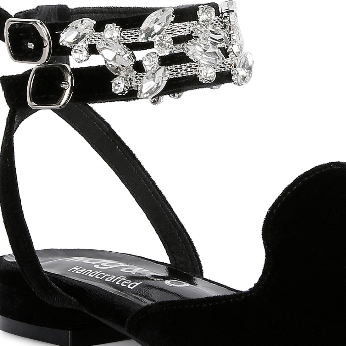Black Velvet Luxe Jewelled Flat Mules