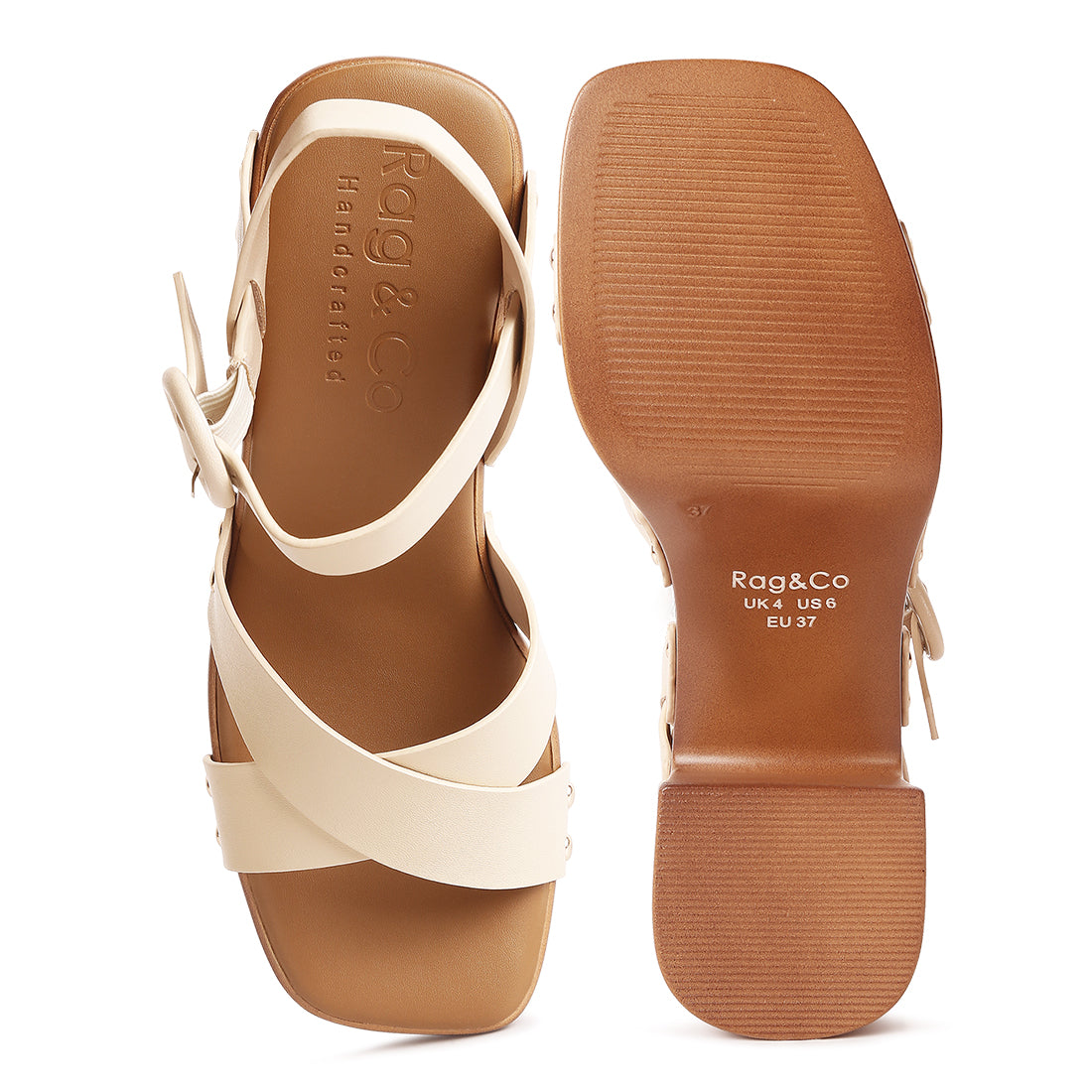 cross strap embellished heels#color_beige