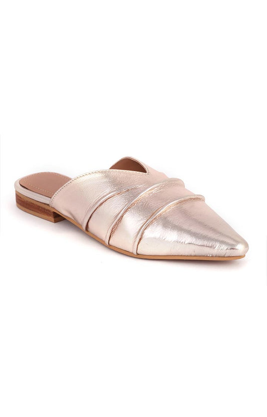 Golden Leather Melinda Toe Flat Mules - Brown