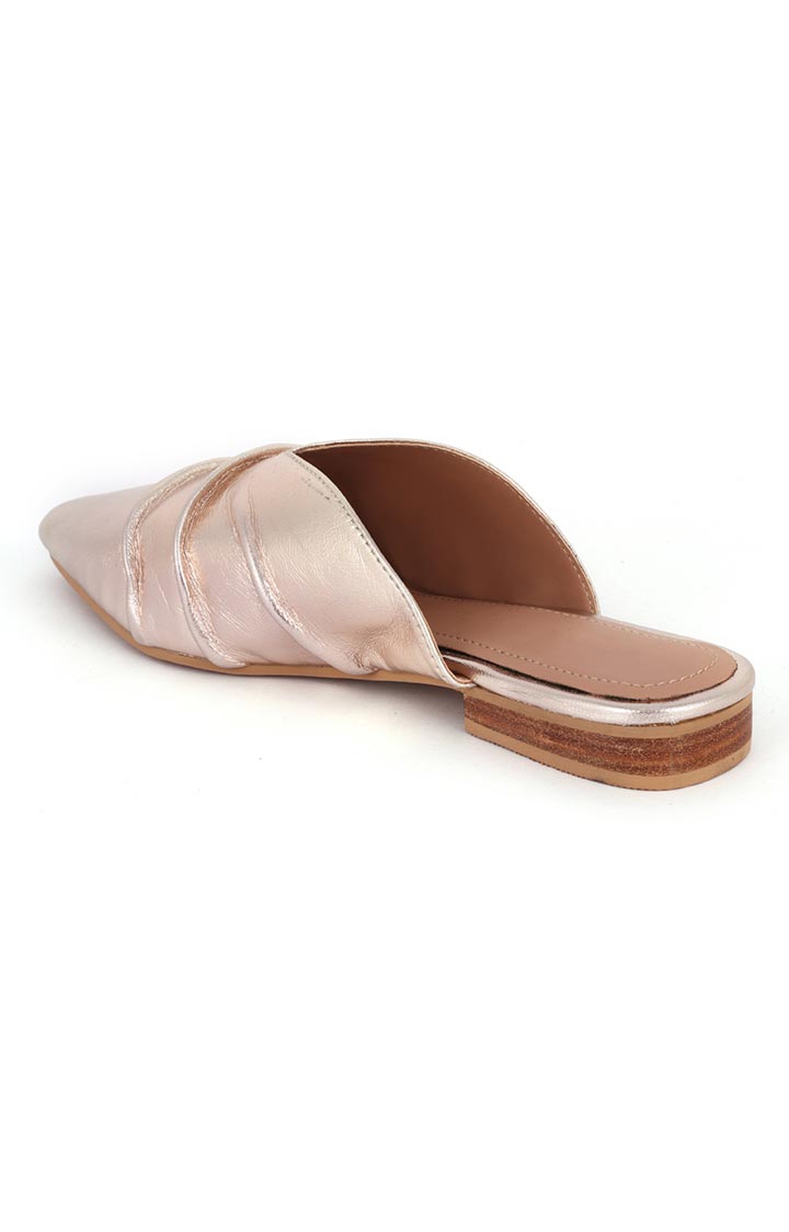 Golden Leather Melinda Toe Flat Mules - Brown